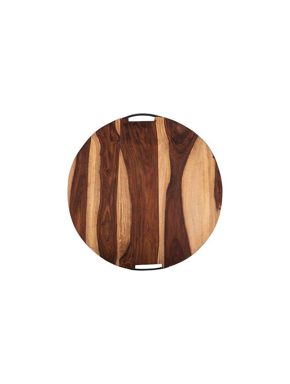 Pure Rose Wood Serveerplank rond 2 metalen handvatten 59 cm nu € 110