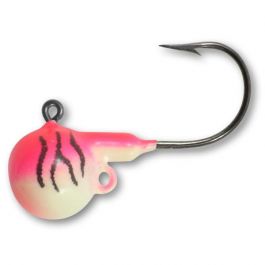 NORTHLAND TACKLE FIRE-Ball Jig 1.125" 3/8 Oz - Glow Watermelon, 4 Pack With #2/0 Hooks