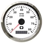 Toerenteller 0-8000 wit met rvs
