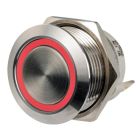 Platte rvs schakelaar Rood 12/24 volt ON-OFF