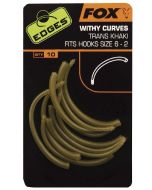 Fox Edges Withy Curve Adaptor Hook Size 6+ - trans khaki x 10