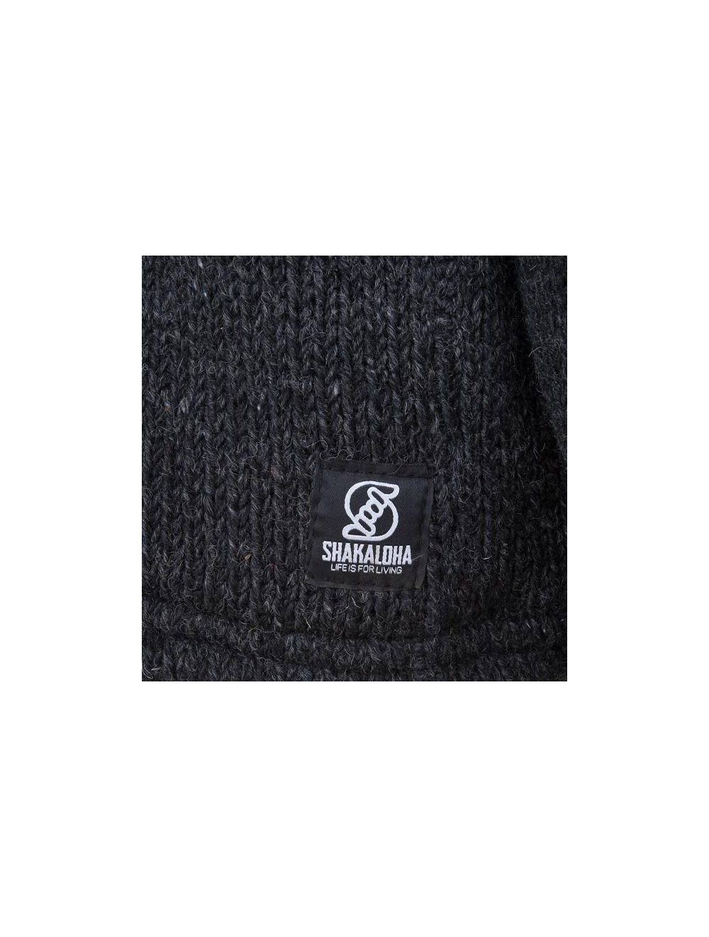 SHAKALOHA - Gebreid wollen vest met kraag - Crush Collar Grey voor mannen/ unisex - grof gebreid met fleece voering - handgemaakt in Nepal van schapenwol. - XXL
