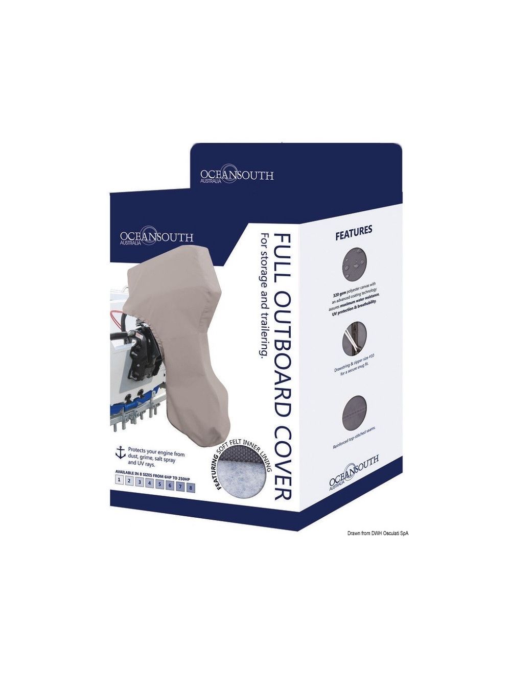 FLYMEI buitenboordmotorhoes 20-30 pk, volledig bedekkend, waterdicht, zware 600D oxford-stof met PU-coating, universele motorhoes met rits, winddicht, zwart